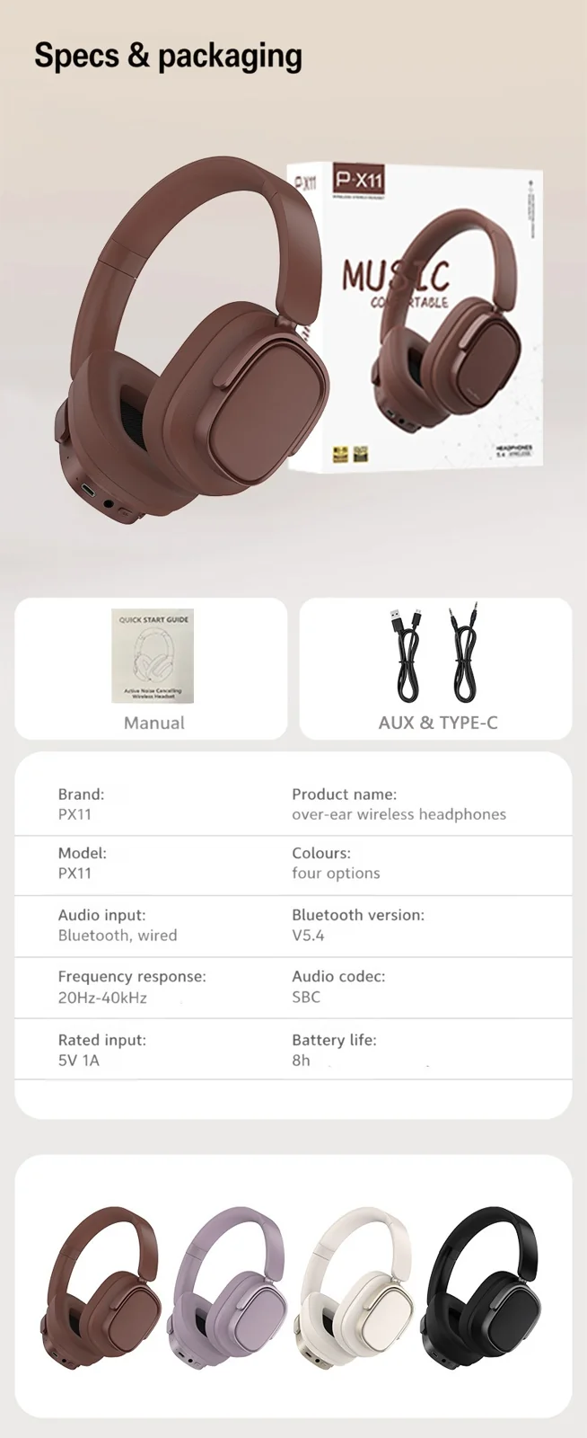Fones de Ouvido Bluetooth Retro Circum-auriculares com Cancelamento Ativo de Ruído