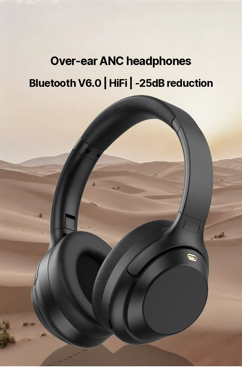 Wireless Over-Ear Headphones with Active Noise Cancelling and Type-C