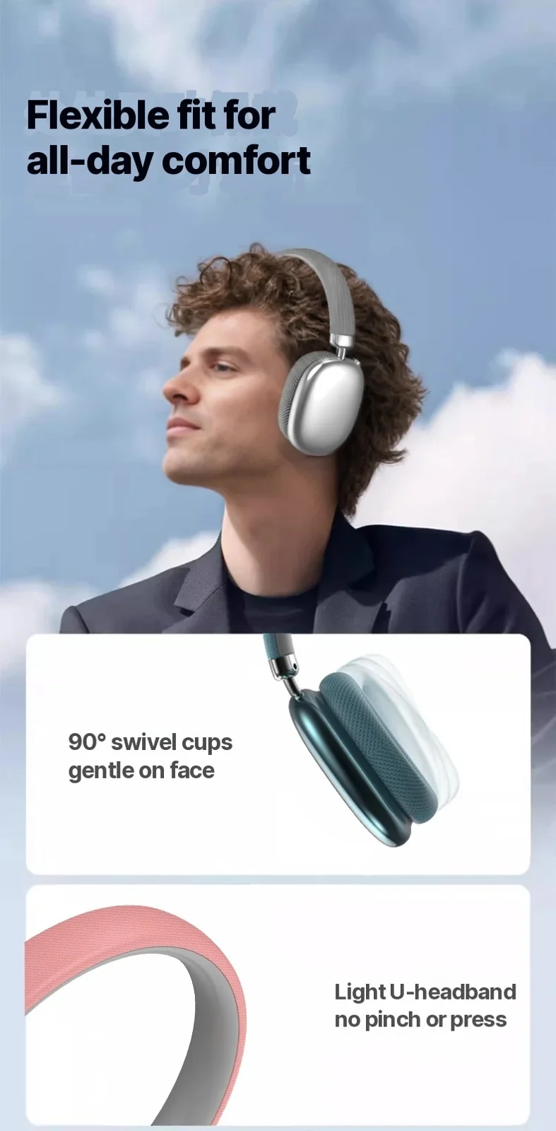Over-Ear Wireless Bluetooth Headphones with FM Radio and TF Card Slot