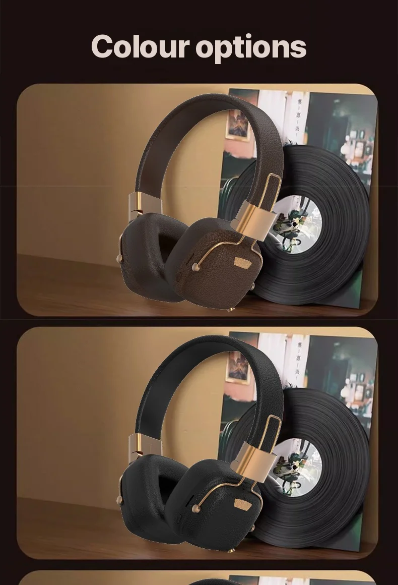 Retro Over-Ear Bluetooth Headphones with EQ Modes and Foldable Design