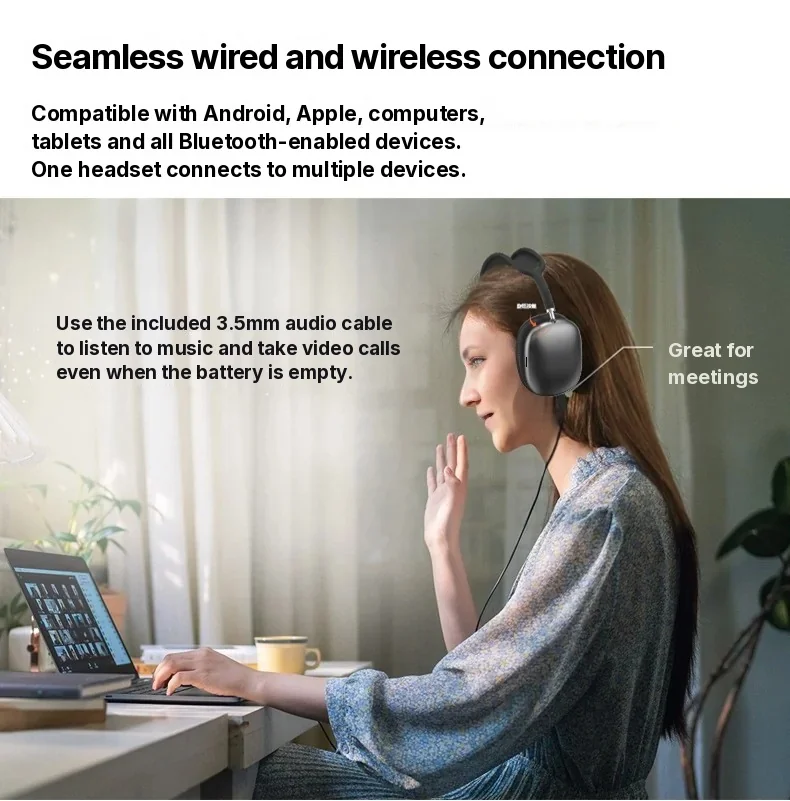 Bluetooth 5.4 on-ear-hörlurar med vridratt och FM-radio