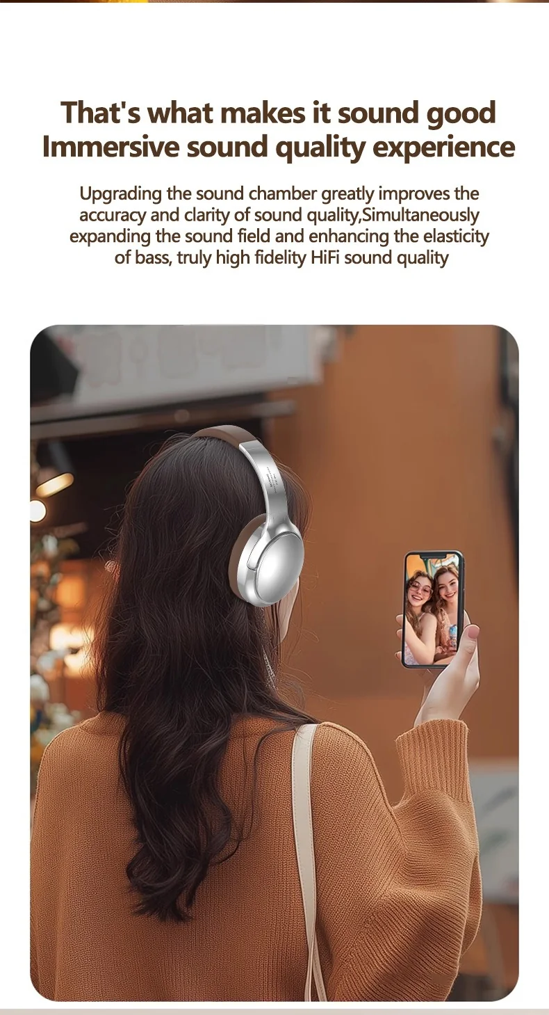 Retro trådløse Bluetooth over-ear hovedtelefoner med mikrofon