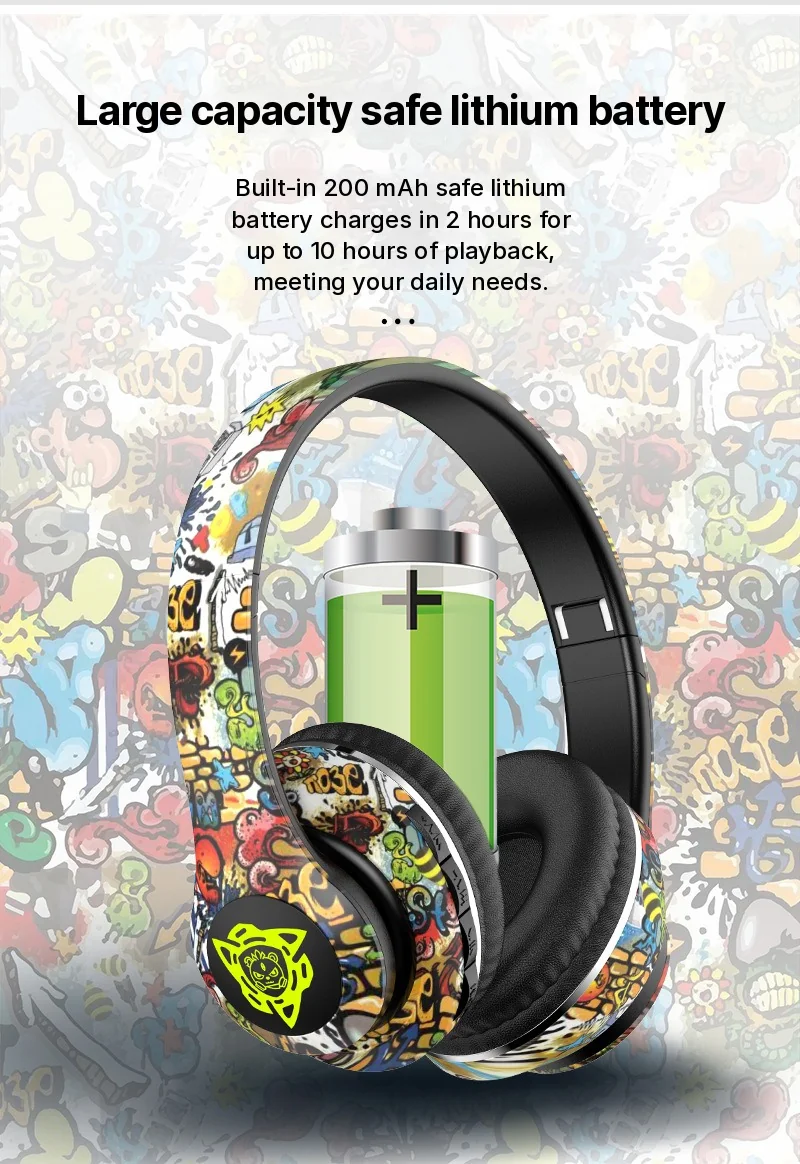 Fone de Ouvido Bluetooth Dobrável Over-Ear com Design Grafite