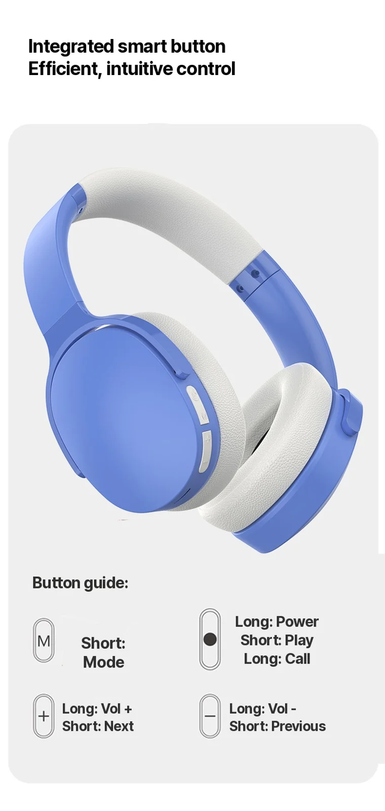 Fon Kepala Bluetooth Over-Ear dengan FM, Kad TF, Mod EQ & Mikrofon