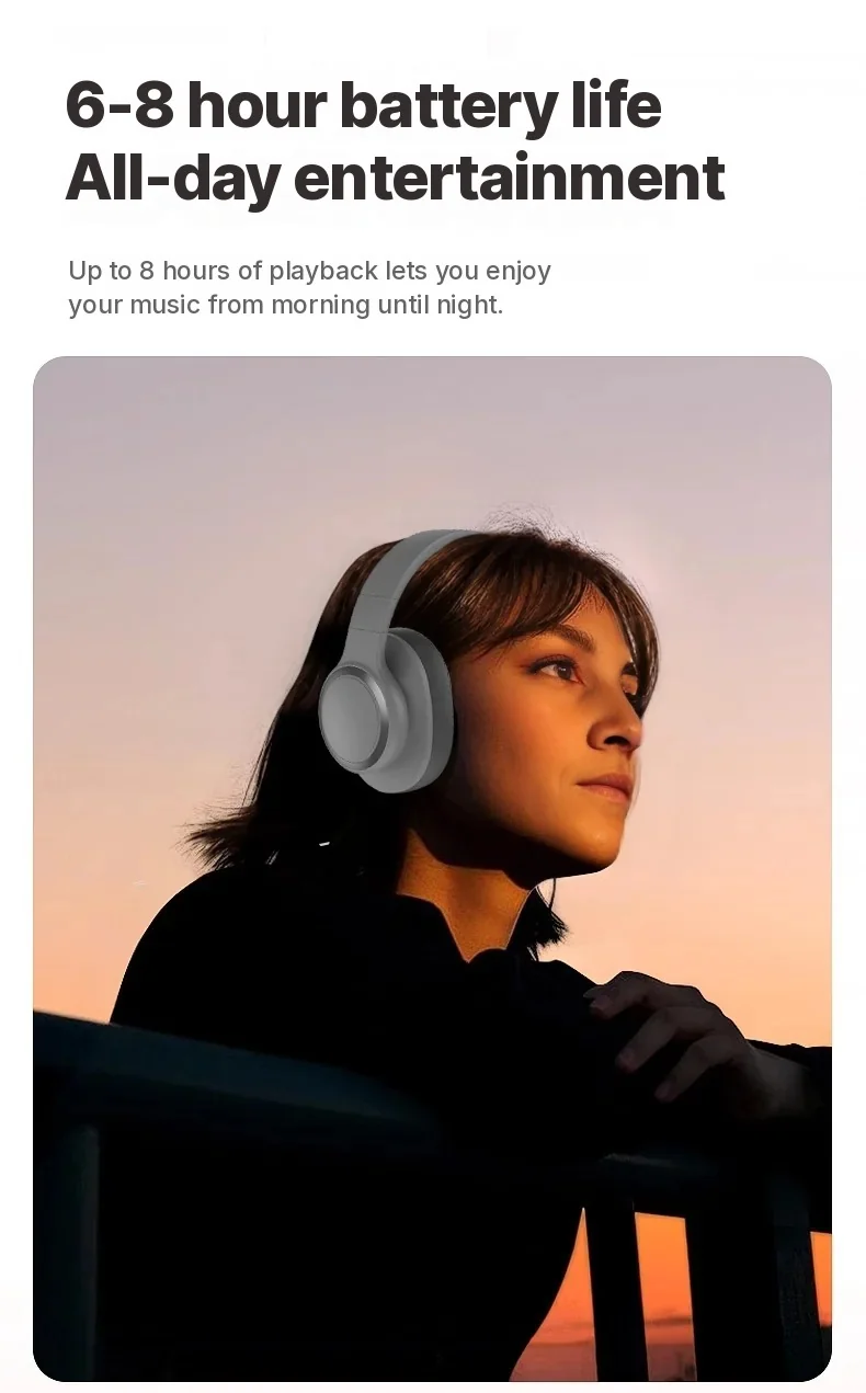 Fon Telinga Tanpa Wayar Bluetooth Over-Ear Bateri Tahan Lama untuk Gaming
