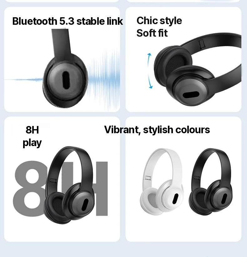 Over-Ear Wireless Bluetooth Headphones with FM Radio and TF Card Slot