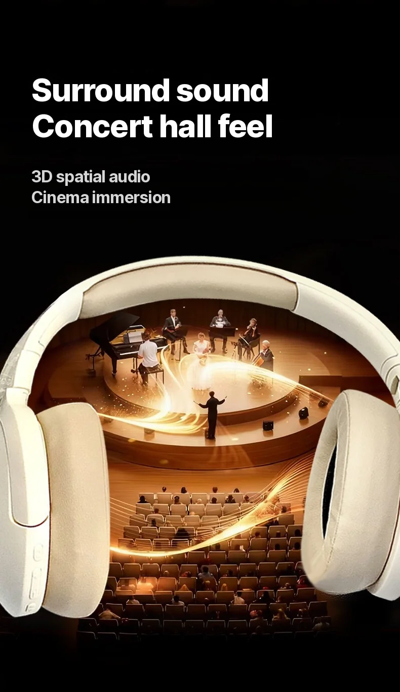 Wireless Over-Ear Bluetooth Headphones with Low Latency and Long Battery