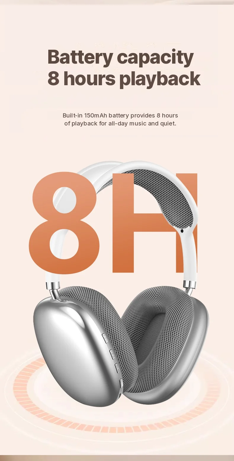 Wireless Over-Ear Headphones with FM Radio and TF Card Slot