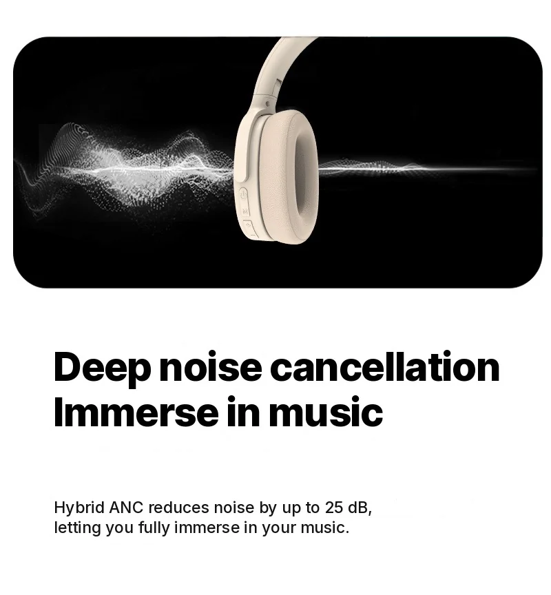 Over-Ear Wireless Headphones with Active Noise Cancelling and Long Battery Life
