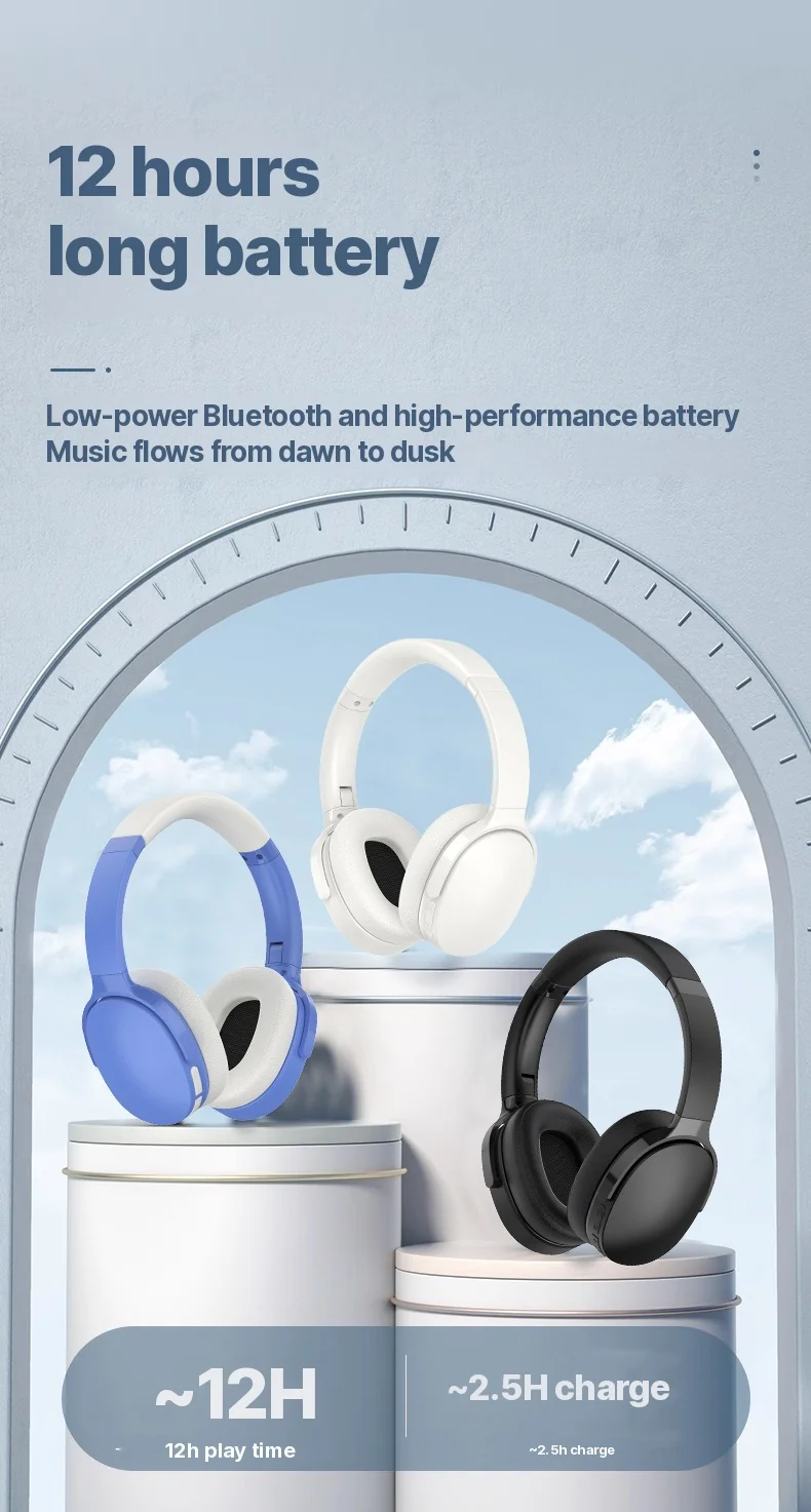 Wireless Over-Ear Bluetooth Headphones with Long Battery Life