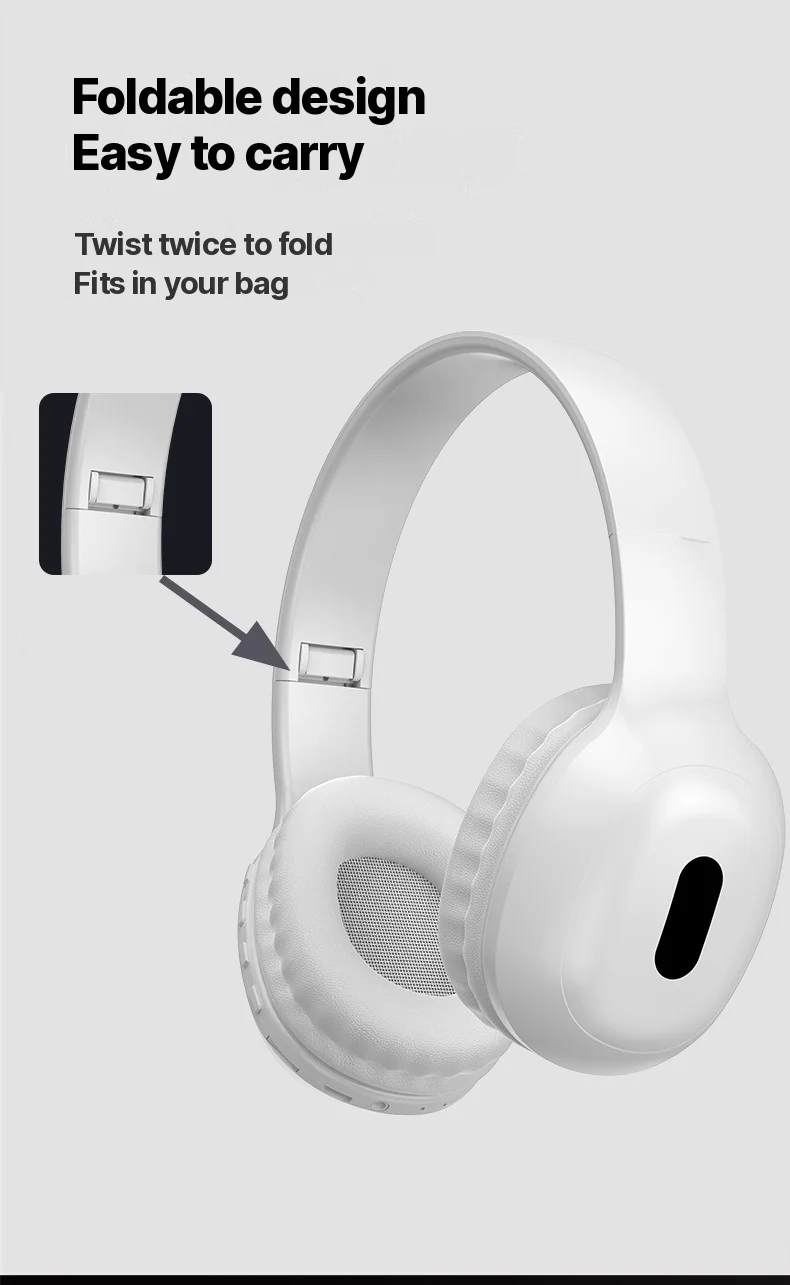 Over-Ear Bluetooth Headphones with TF Card Slot and AUX Input