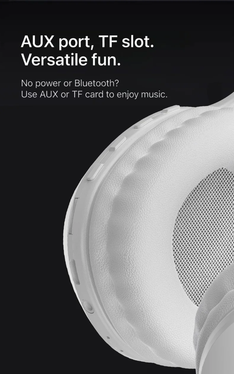 Over-Ear Bluetooth Headphones with TF Card Slot and AUX Input