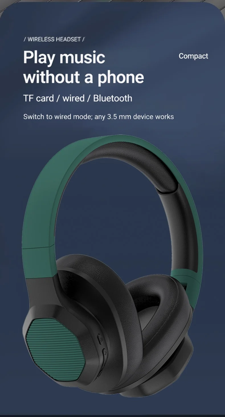 Over-Ear Bluetooth Headphones with FM Radio and TF Card Slot