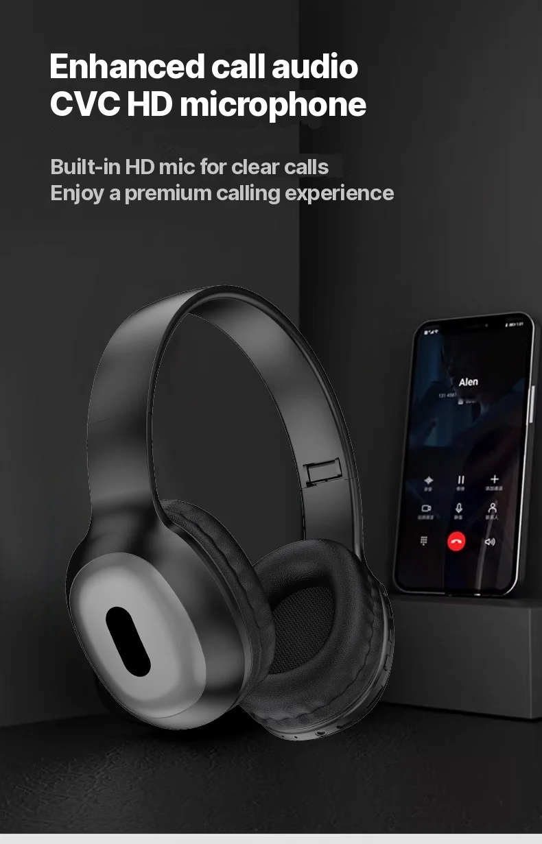 Over-Ear Bluetooth Headphones with TF Card Slot and AUX Input
