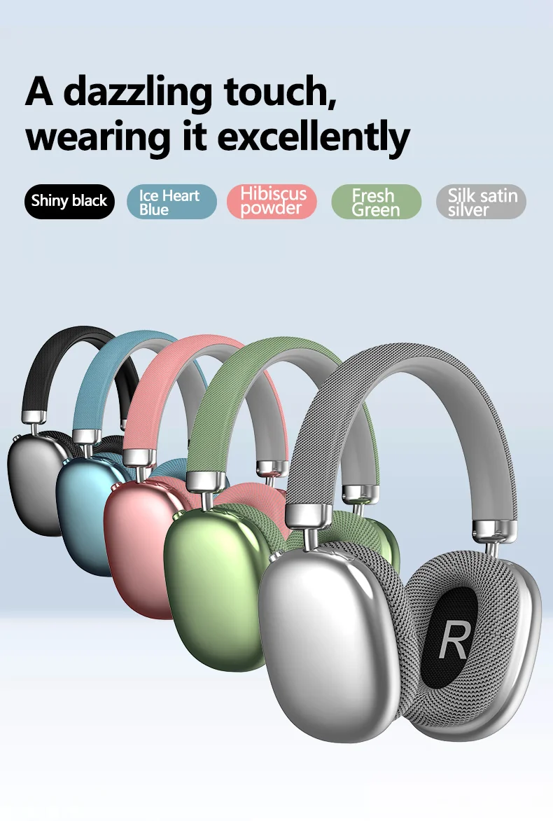 Bezdrátová Bluetooth sluchátka přes uši se slotem na TF kartu a nabíjením Type-C