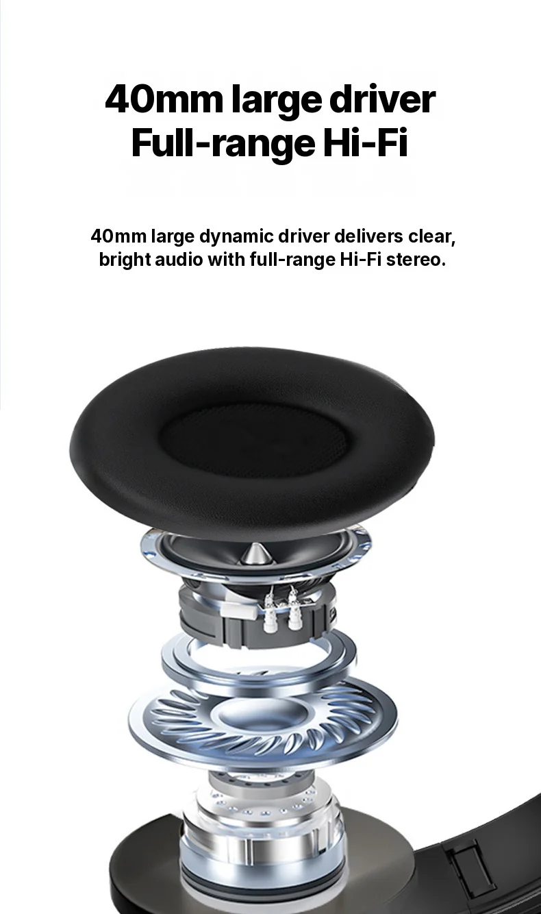 Over-Ear Wireless Bluetooth Headphones with FM Radio and TF Card Slot