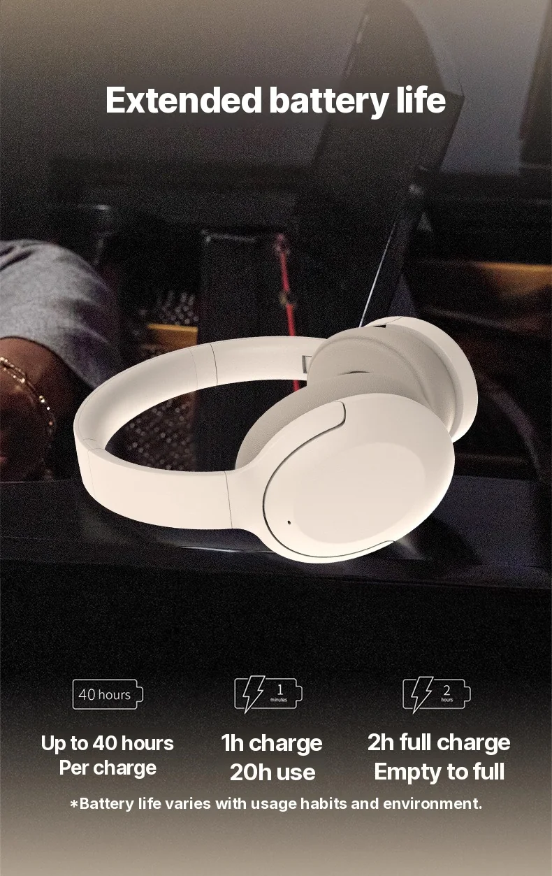 Active Noise Cancelling Over-Ear Bluetooth Headphones Wireless Stereo