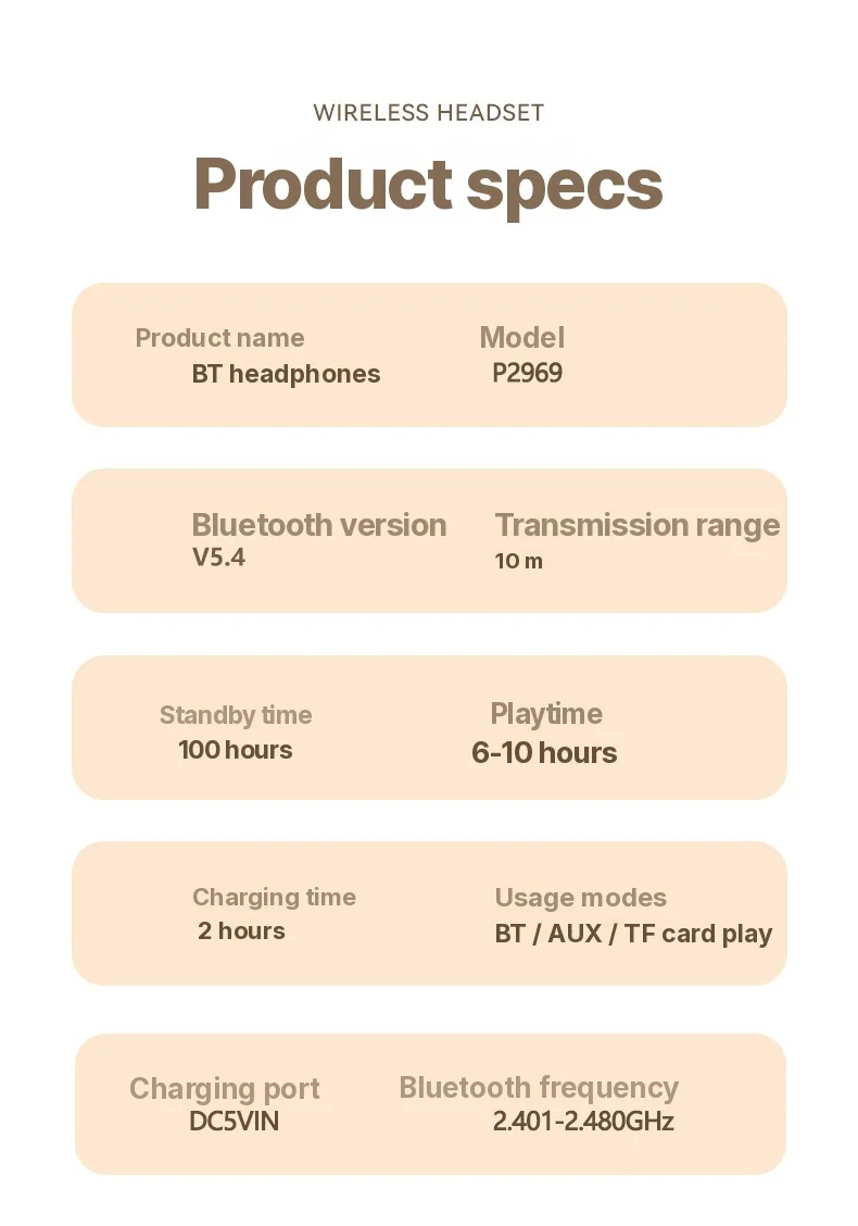 On-ear Bluetooth-hörlurar med bas, AUX och TF-kortstöd