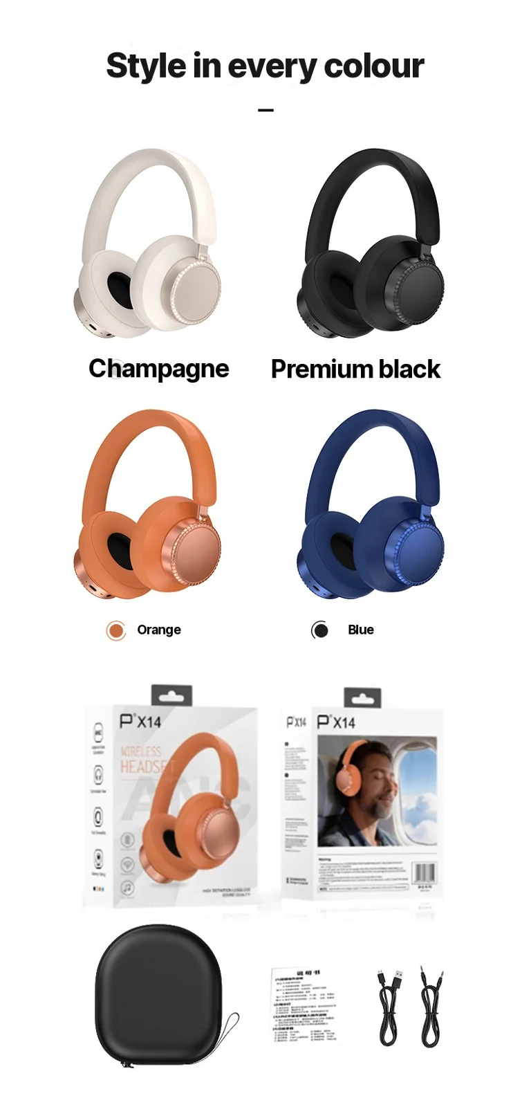 Fones de Ouvido Bluetooth Sem Fio com Cancelamento de Ruído Ativo