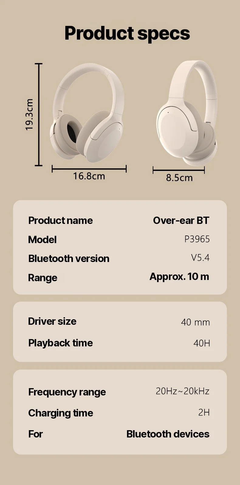 Active Noise Cancelling Over-Ear Bluetooth Headphones Wireless Stereo