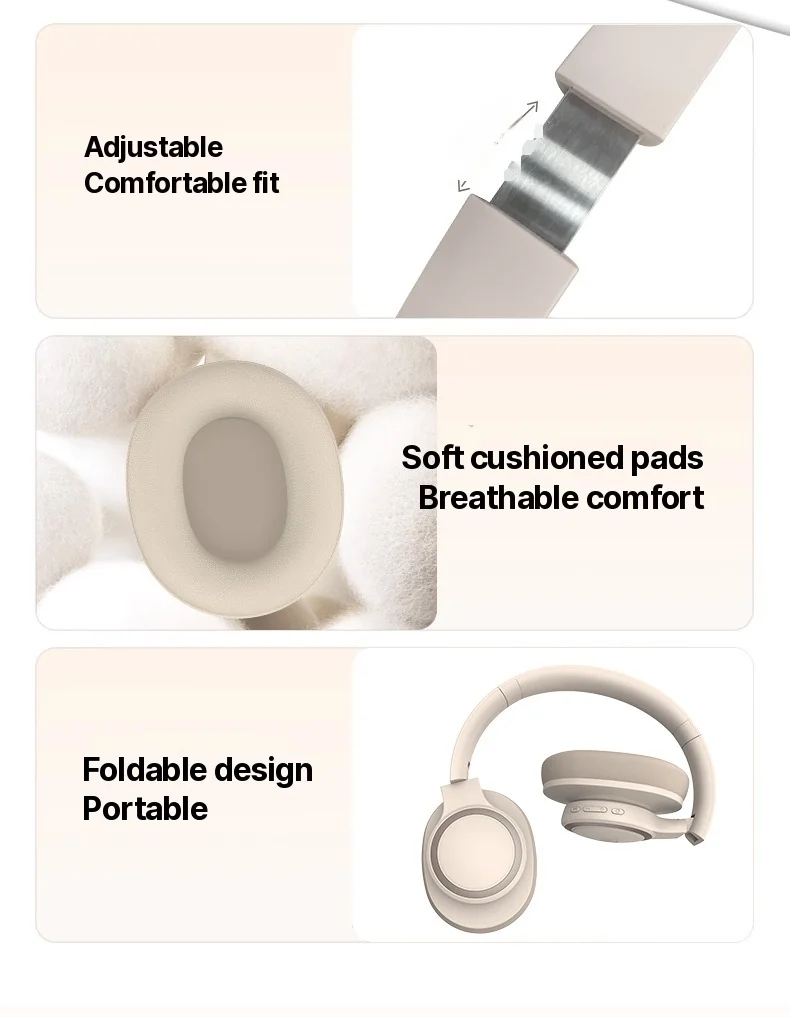 Wireless Over-Ear Headphones with Active Noise Cancelling and Bluetooth 5.4