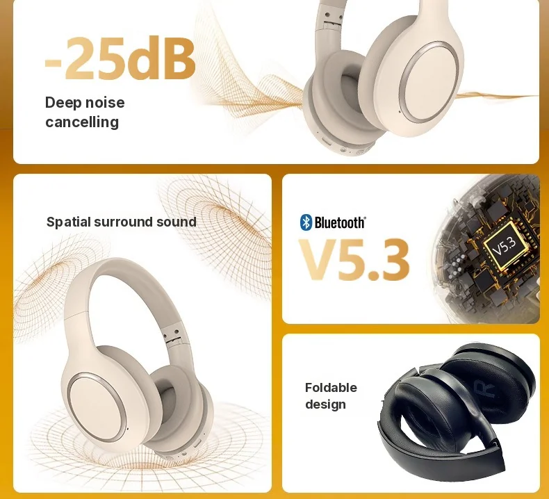 Over-Ear Bluetooth Headphones with Active Noise Cancelling and Long Battery Life