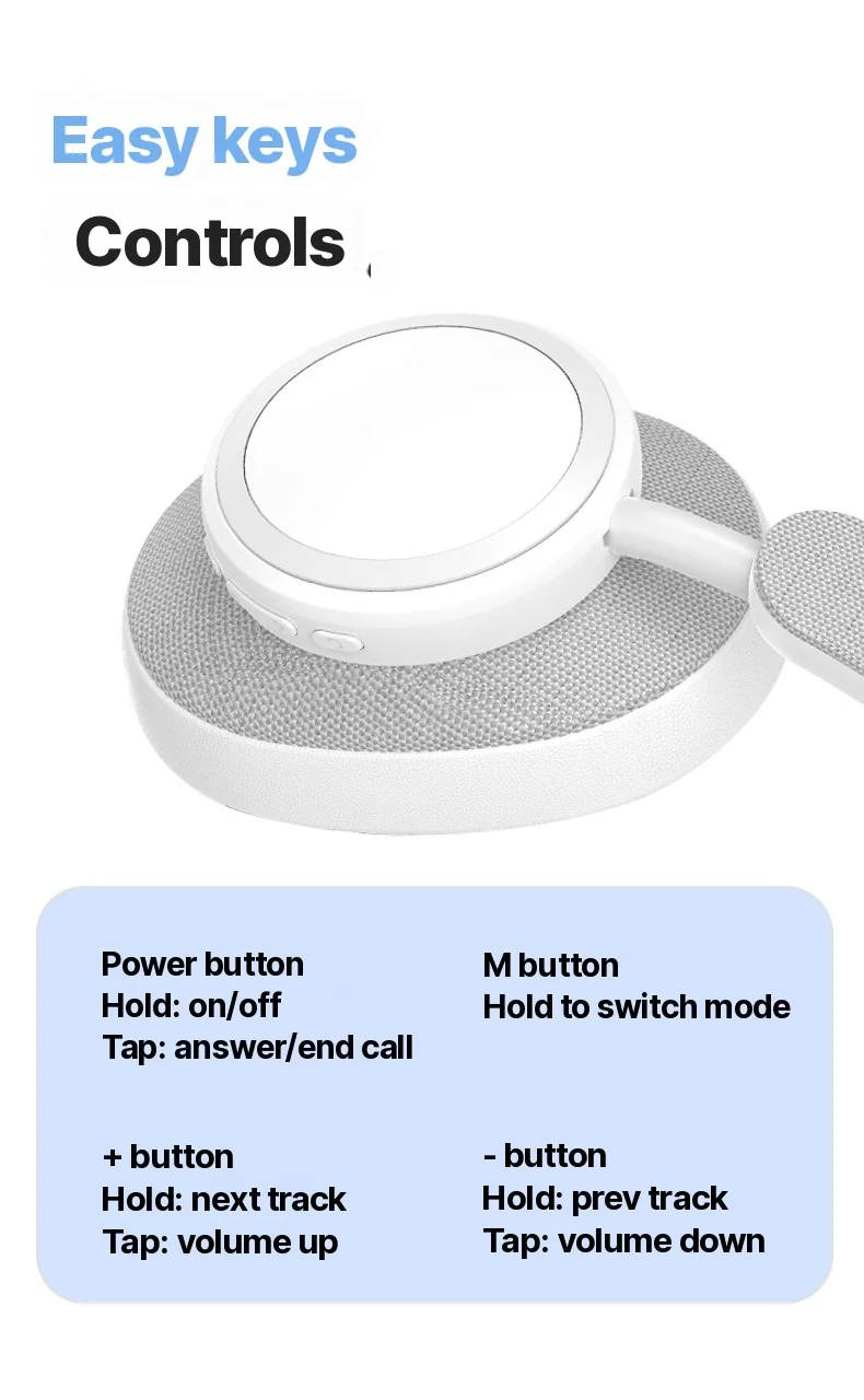 Wireless Bluetooth Over-Ear Headphones with Fabric Finish and Long Battery Life