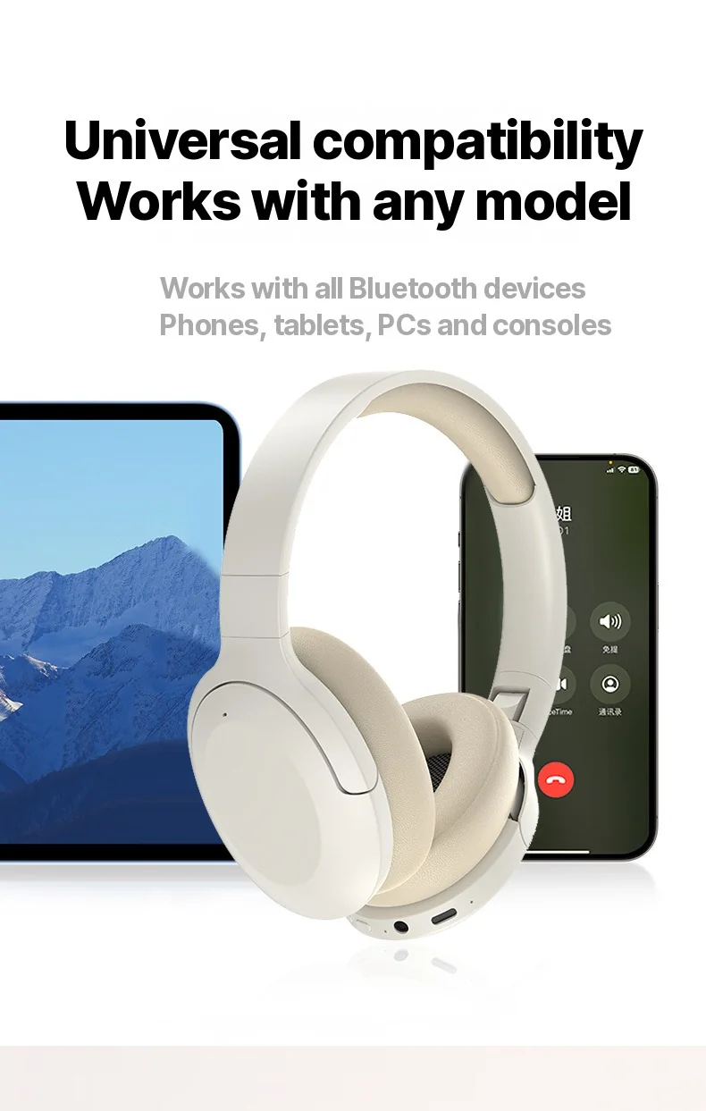Casque Bluetooth sans fil supra-auriculaire à faible latence et longue autonomie