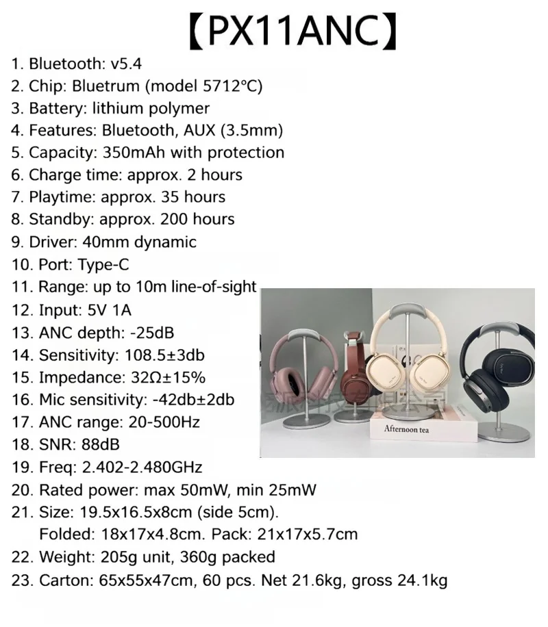 Fones de Ouvido Bluetooth Retro Circum-auriculares com Cancelamento Ativo de Ruído