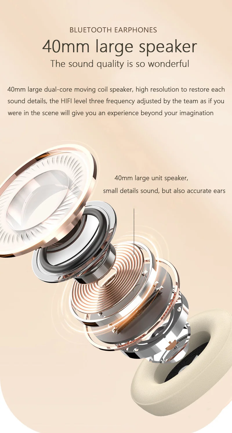 Wireless Over-Ear Headphones with Bluetooth 5.3 and Long Battery Life
