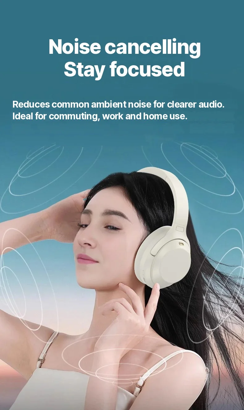 Over-Ear Wireless Bluetooth Headphones with Active Noise Cancelling