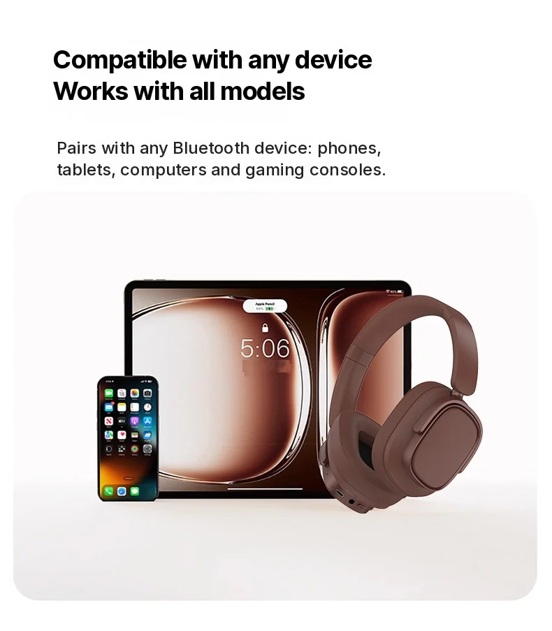 Retro Over-Ear Bluetooth Headphones with Active Noise Cancelling