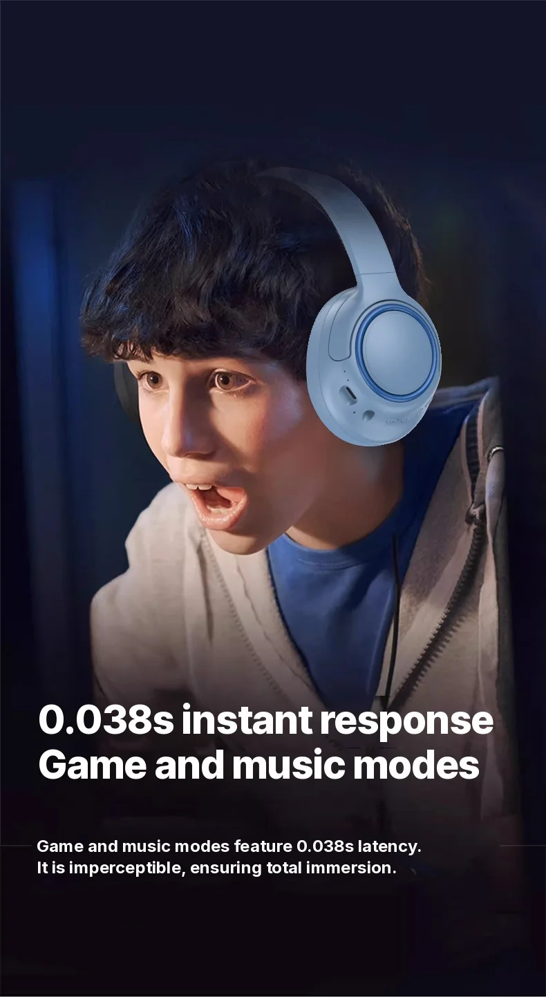 Wireless Over-Ear Headphones with Noise Cancelling and Long Battery Life
