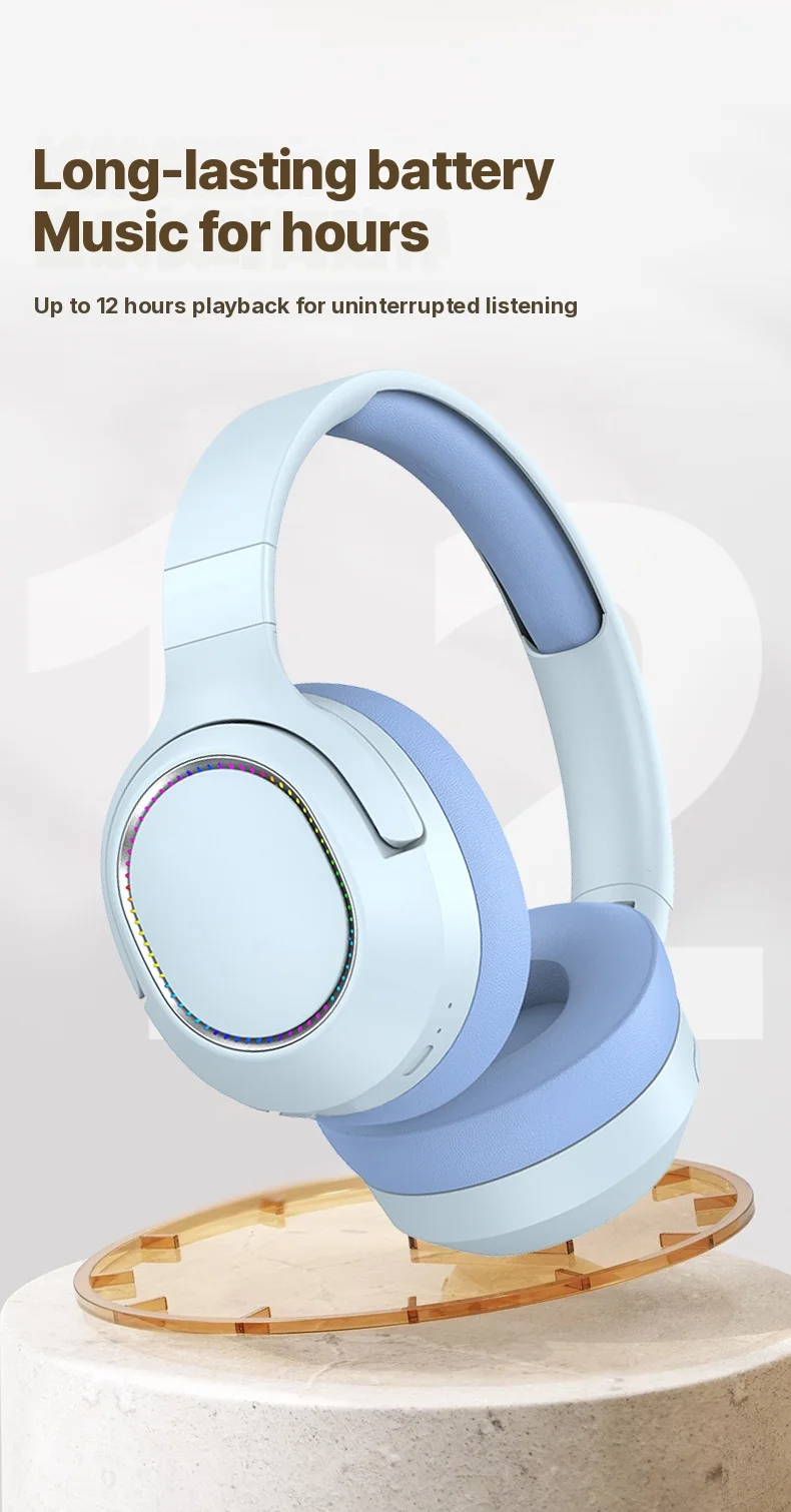 Fones de Ouvido Gamer RGB Sem Fio Bluetooth Over-Ear Estéreo