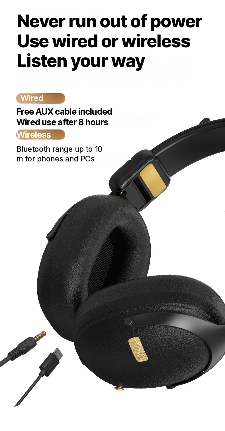 Fon Telinga Over-Ear Tanpa Wayar Retro Dengan Bluetooth 5.4 dan Hayat Bateri Panjang