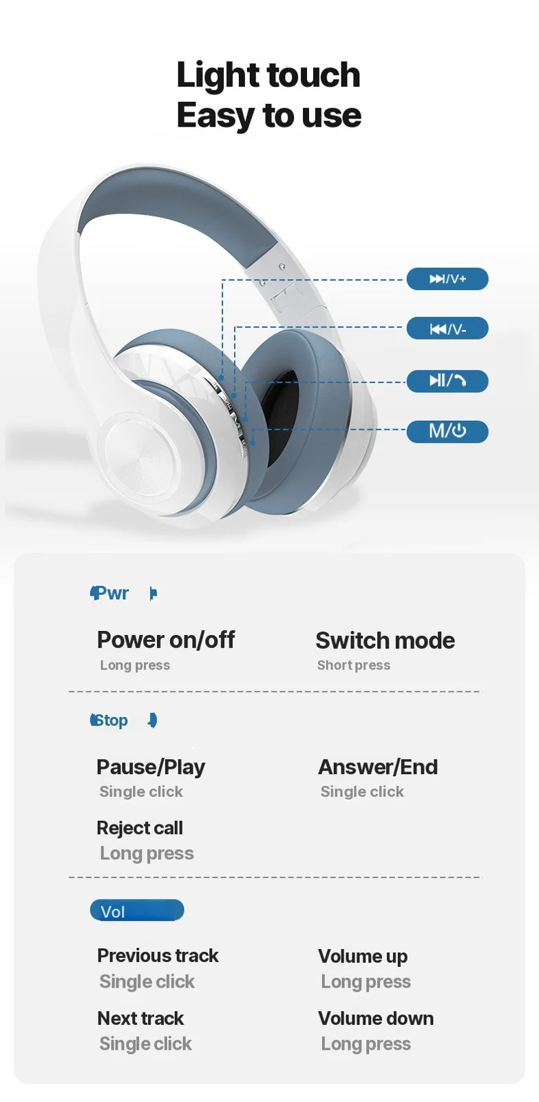 Over-ear draadloze hoofdtelefoon met FM-radio en TF-kaartsleuf