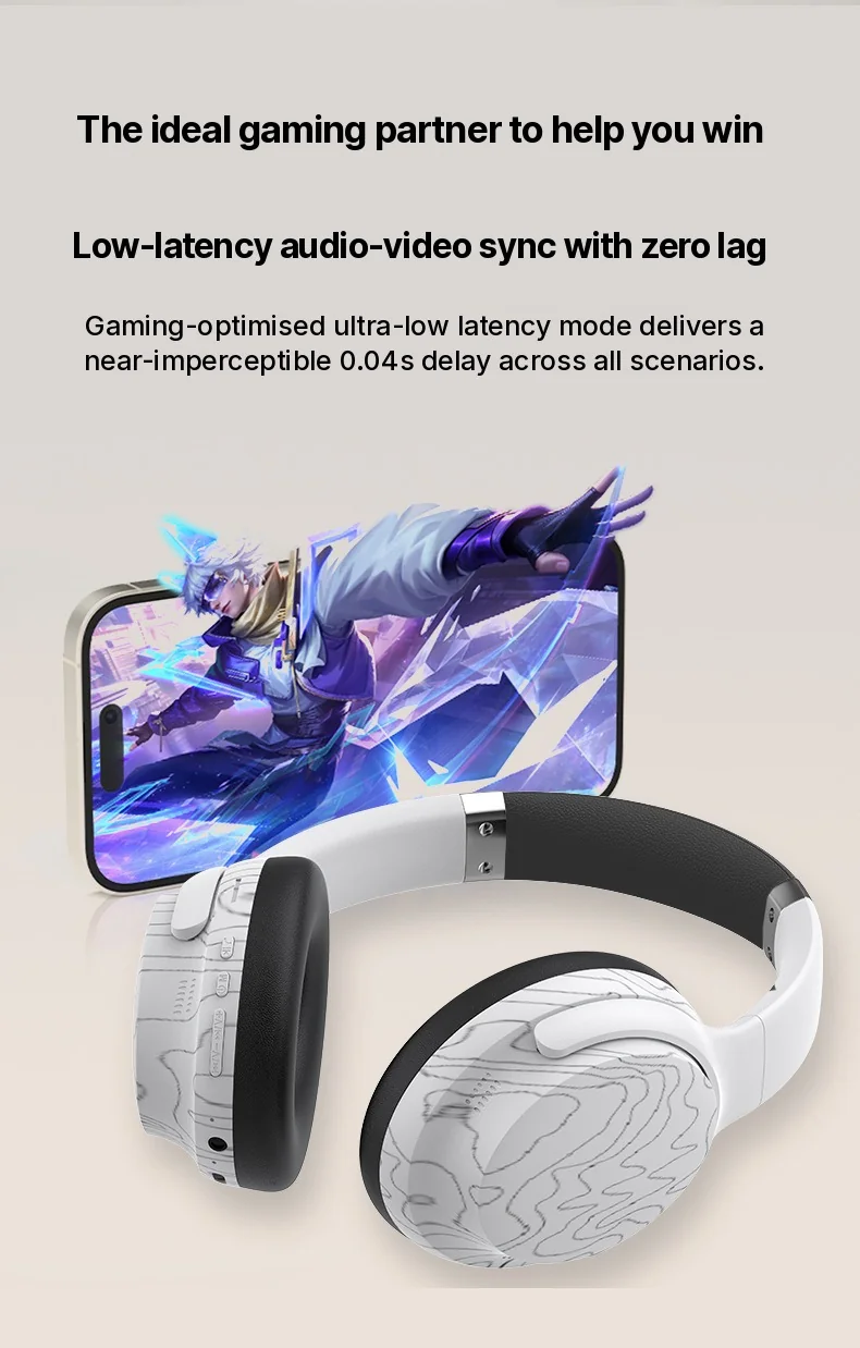 Casque Bluetooth sans fil supra-auriculaire avec micro et modes EQ multiples