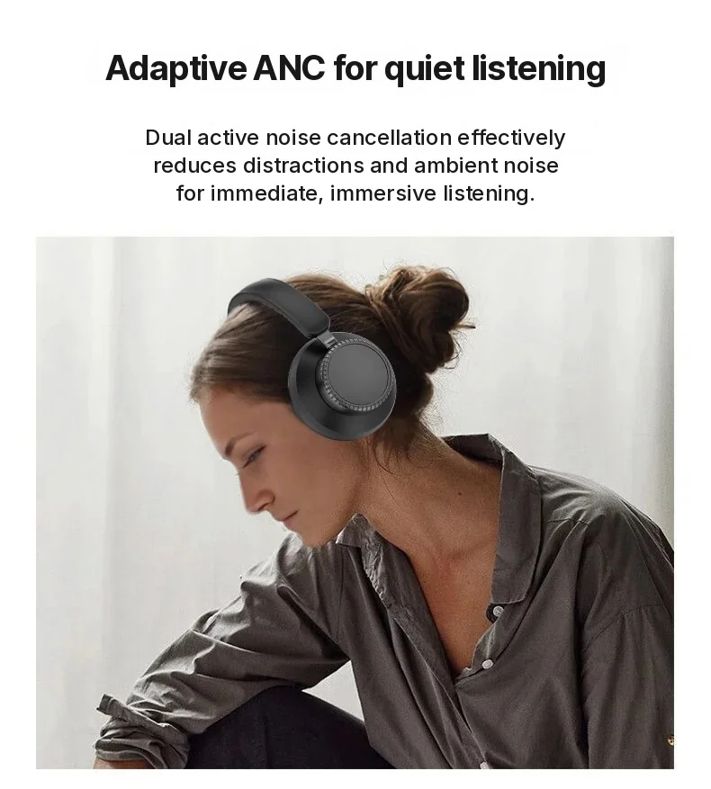 Active Noise Cancelling Wireless Bluetooth Headphones Over Ear with Mic