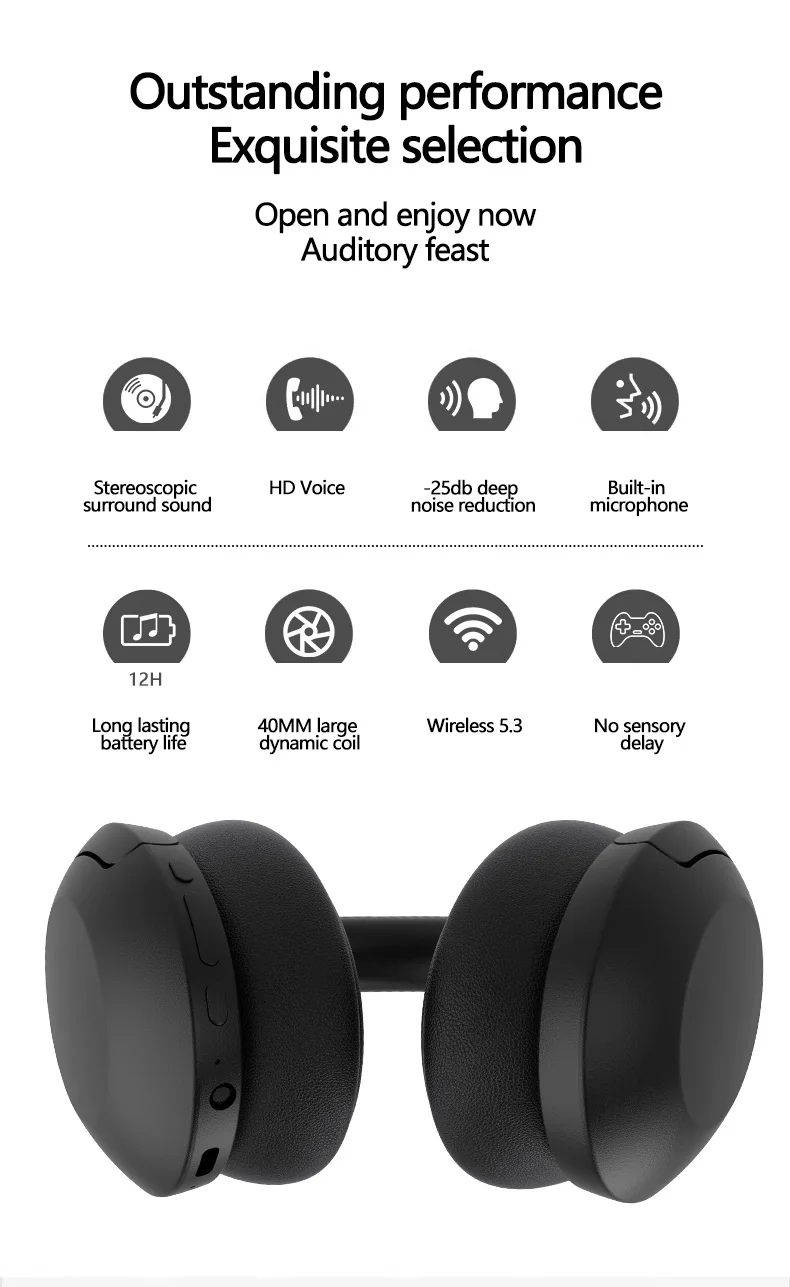Fones de Ouvido Bluetooth com Cancelamento Ativo de Ruído Over-Ear Sem Fio 5.4