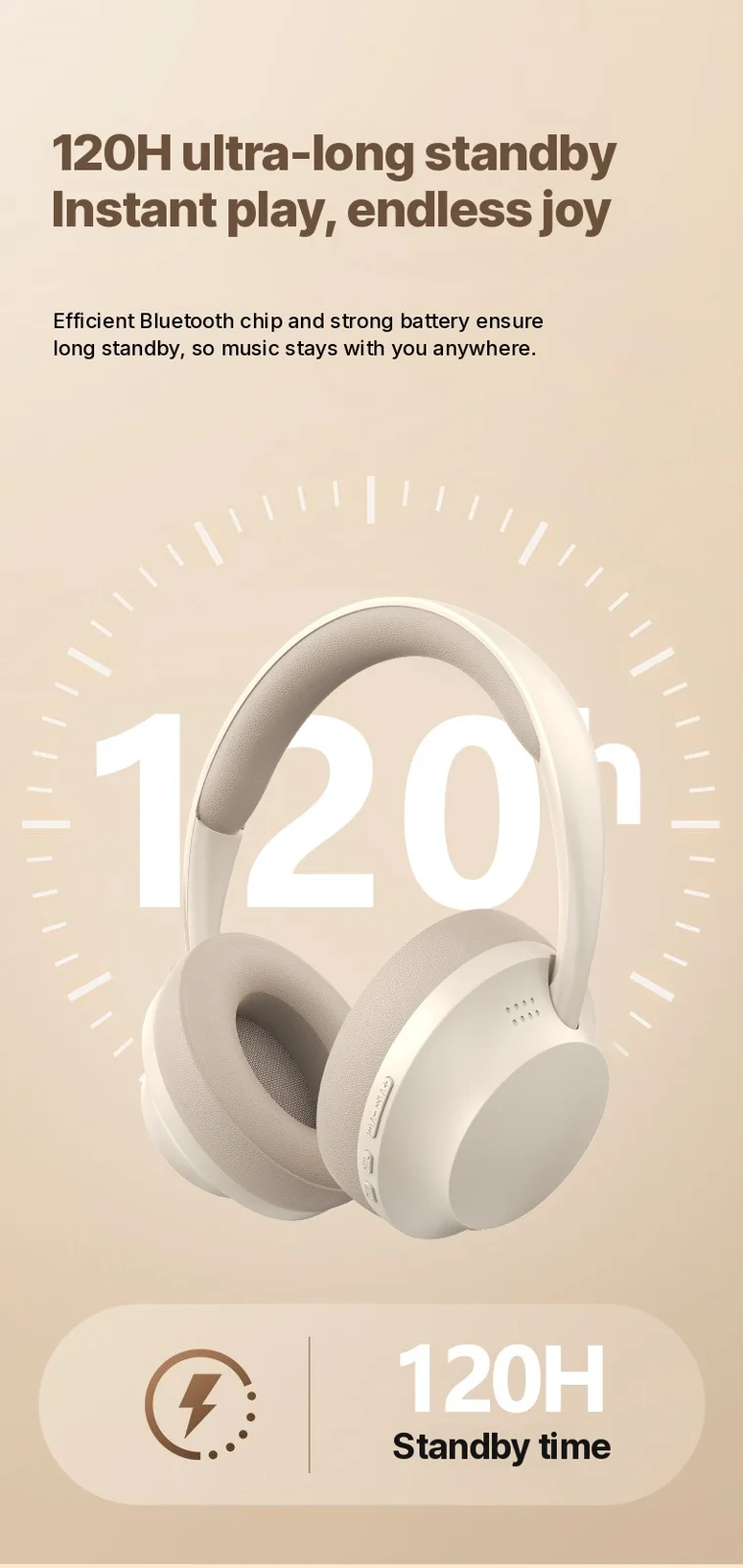 Wireless Over-Ear Bluetooth Headphones with Long Battery Life