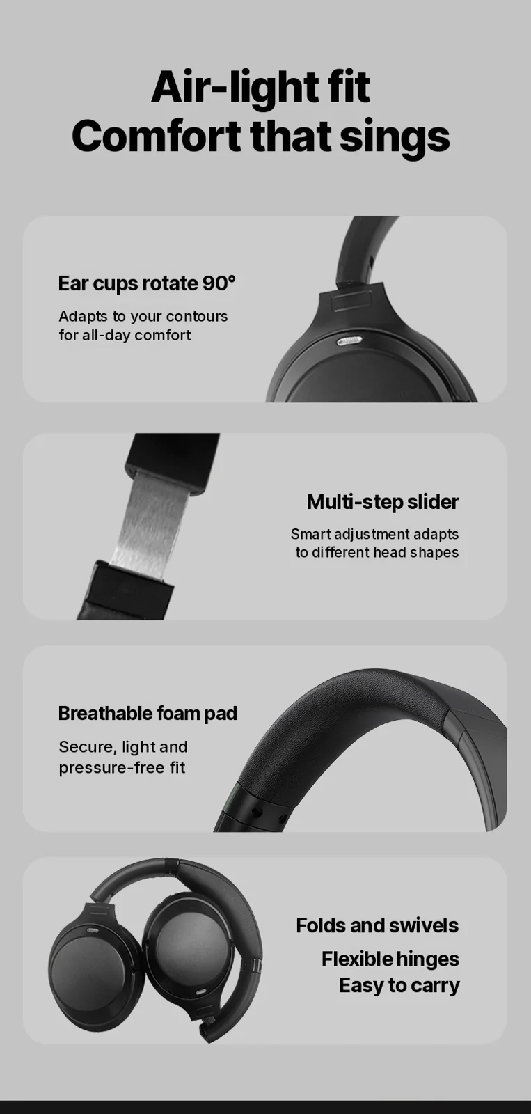 Over-Ear Wireless Bluetooth Headphones with Active Noise Cancelling