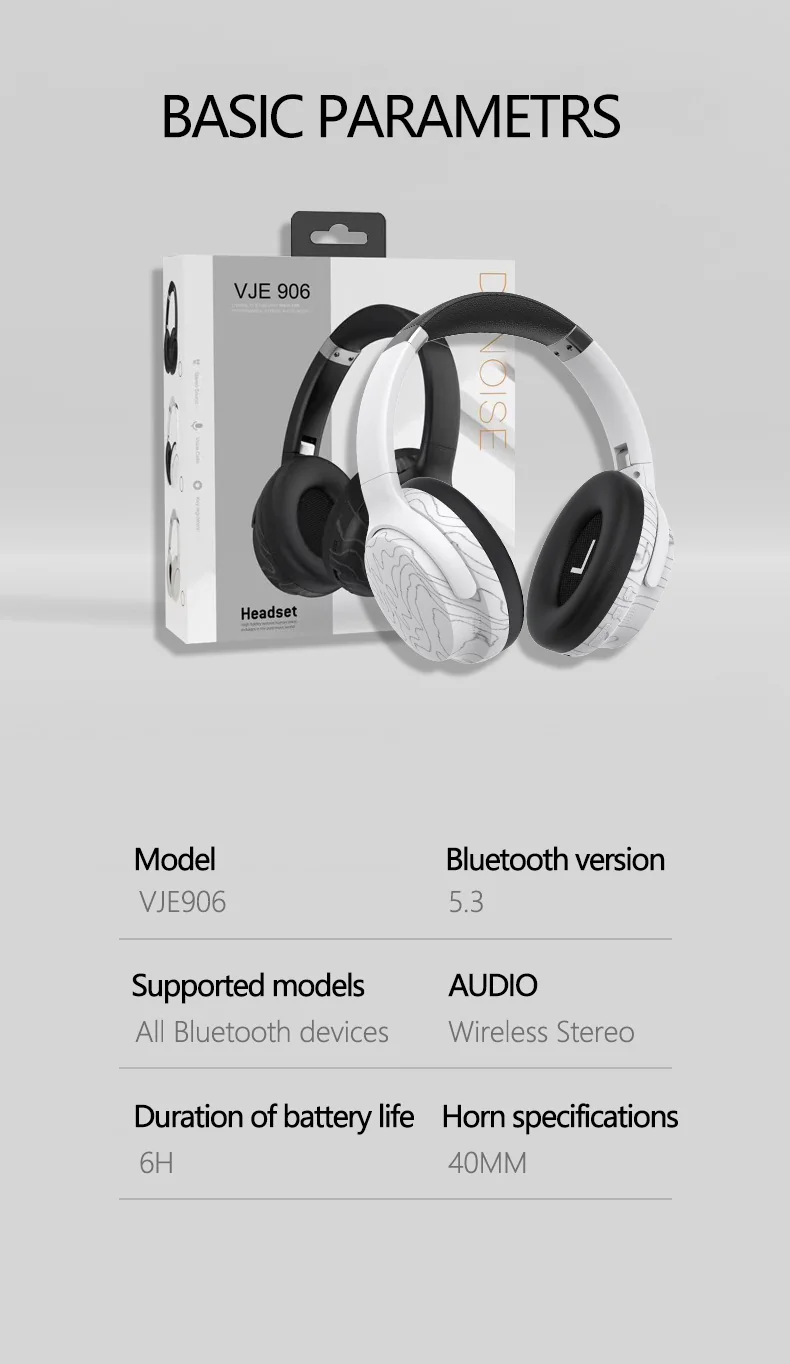 Wireless Over-Ear Bluetooth Headphones with FM Radio and Noise Reduction