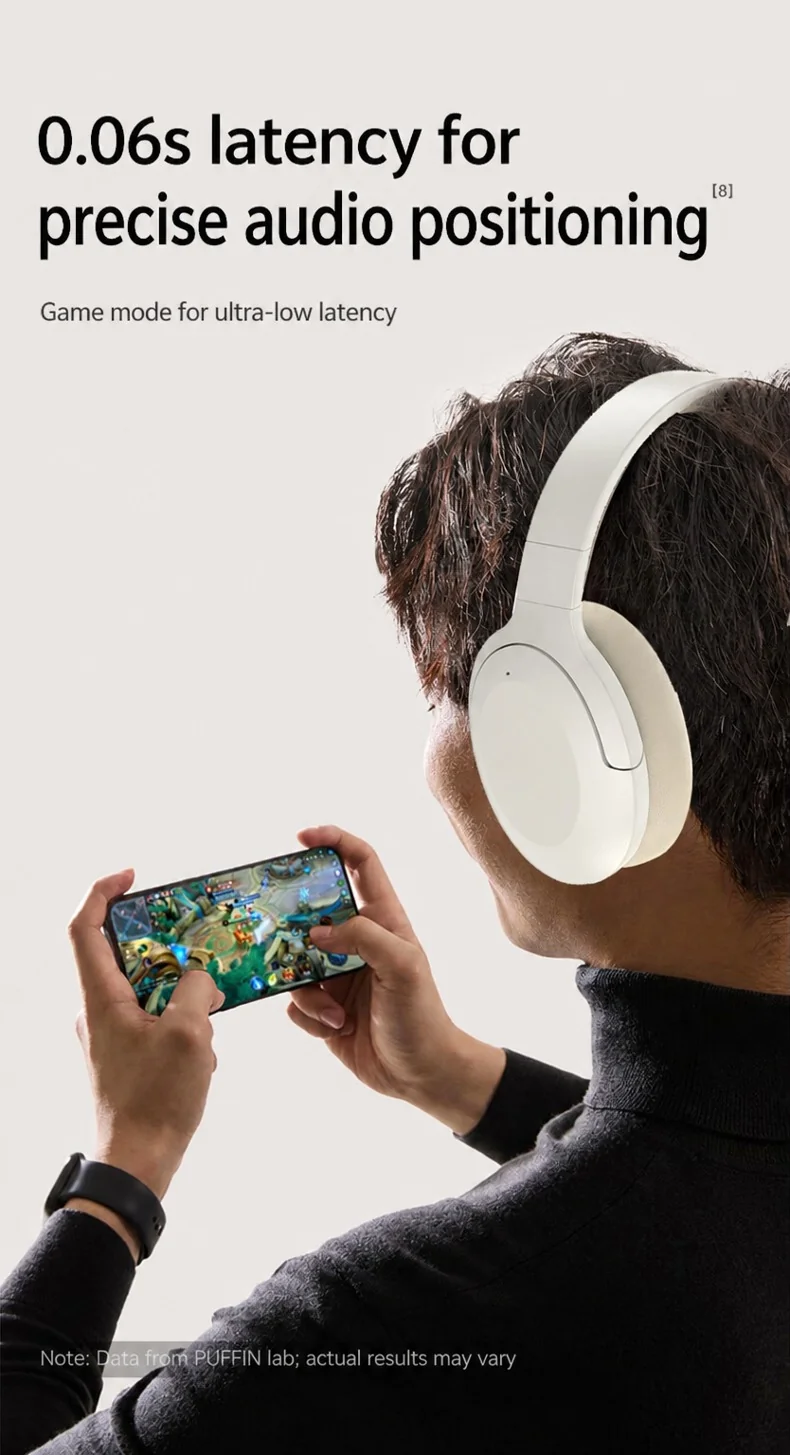 Wireless Over-Ear Bluetooth Headphones with Low Latency and Long Battery