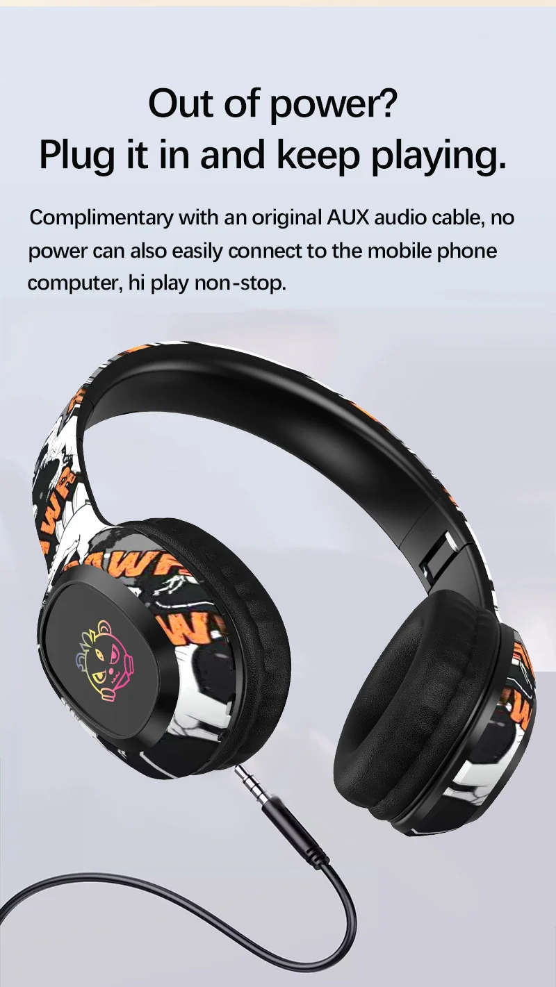 Wireless Over-Ear Headphones with TF Card Slot and Bluetooth