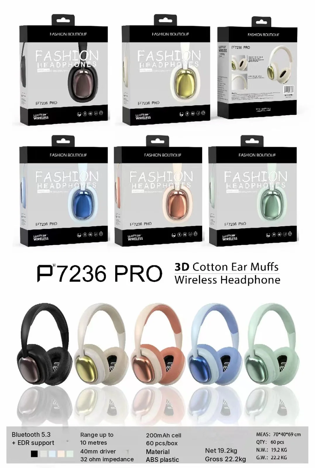 Trådlösa Bluetooth-hörlurar med FM-radio och stereoljud