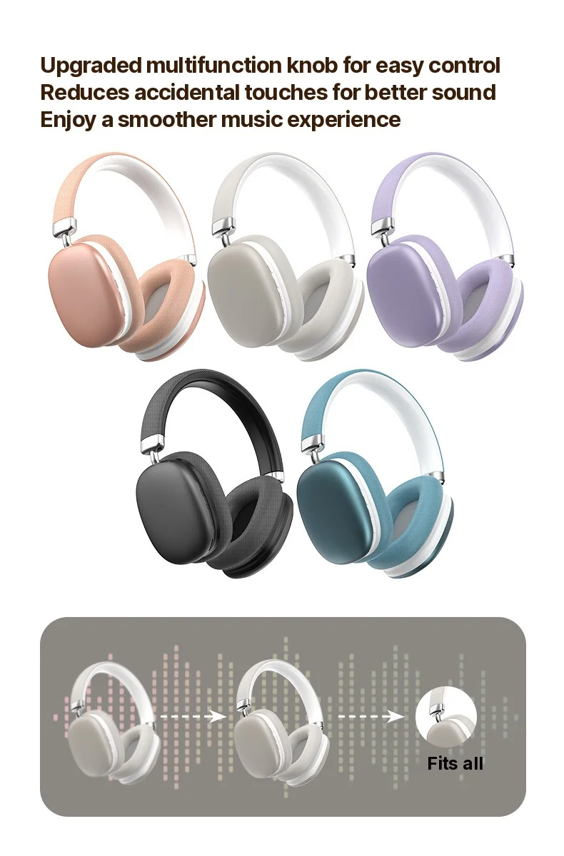 Wireless Bluetooth Over-Ear Headphones with Deep Bass and Type-C Charging