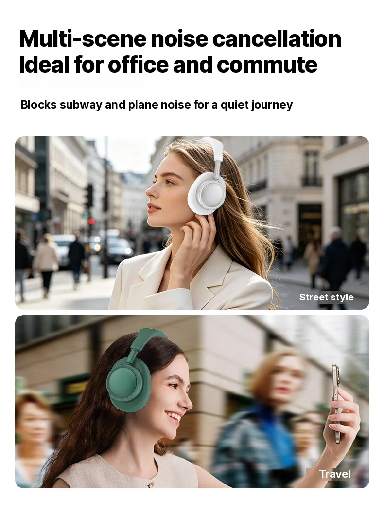 Wireless Over-Ear Headphones with ANC, Foldable Design, 30H Battery