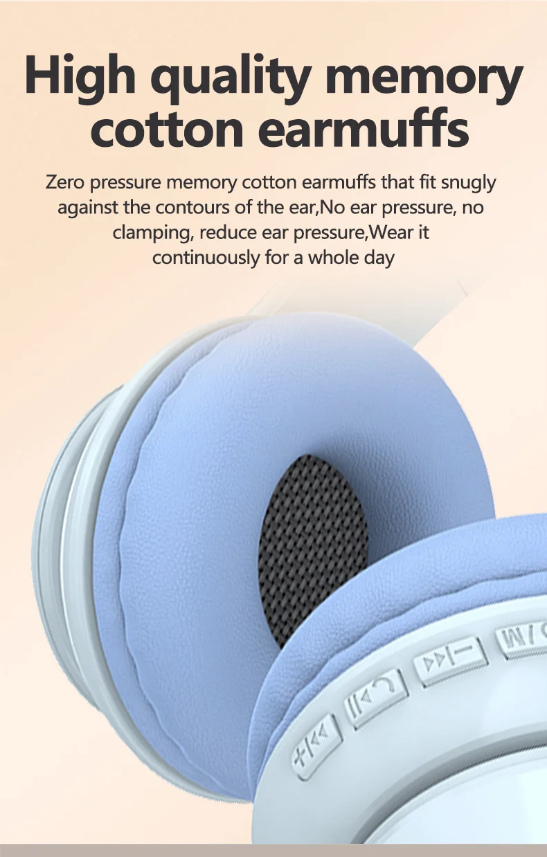 Cuffie Wireless Bluetooth Over-Ear con Luci LED e Microfono