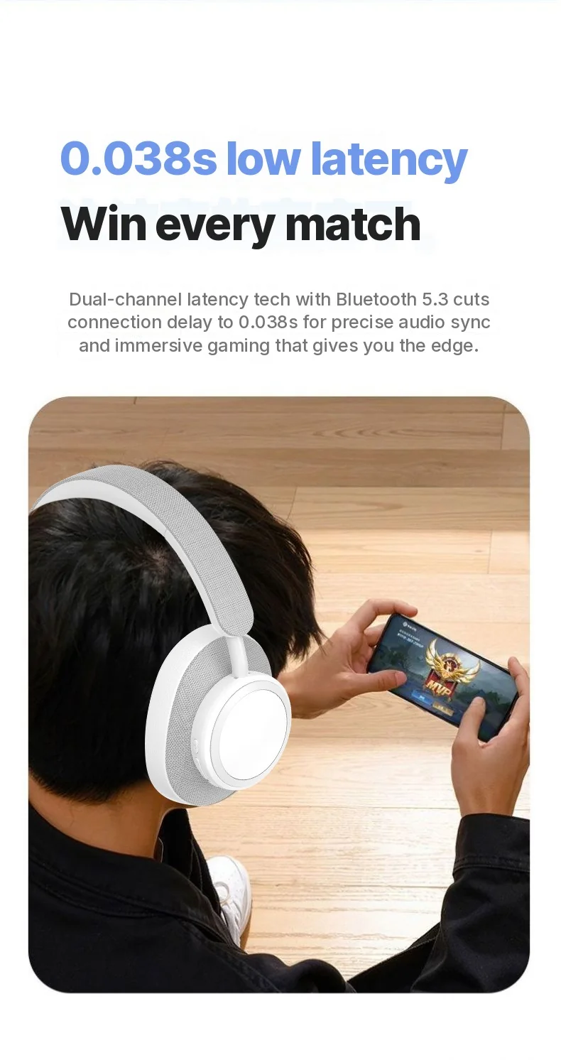 Wireless Bluetooth Over-Ear Headphones with Fabric Finish and Long Battery Life