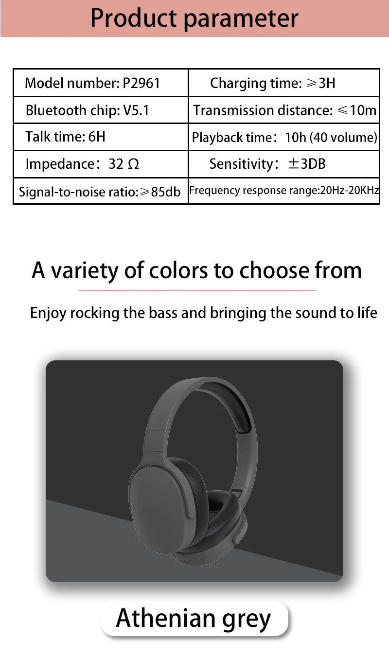 Wireless Bluetooth 5.4 Over-Ear Headphones with FM Radio and Bass